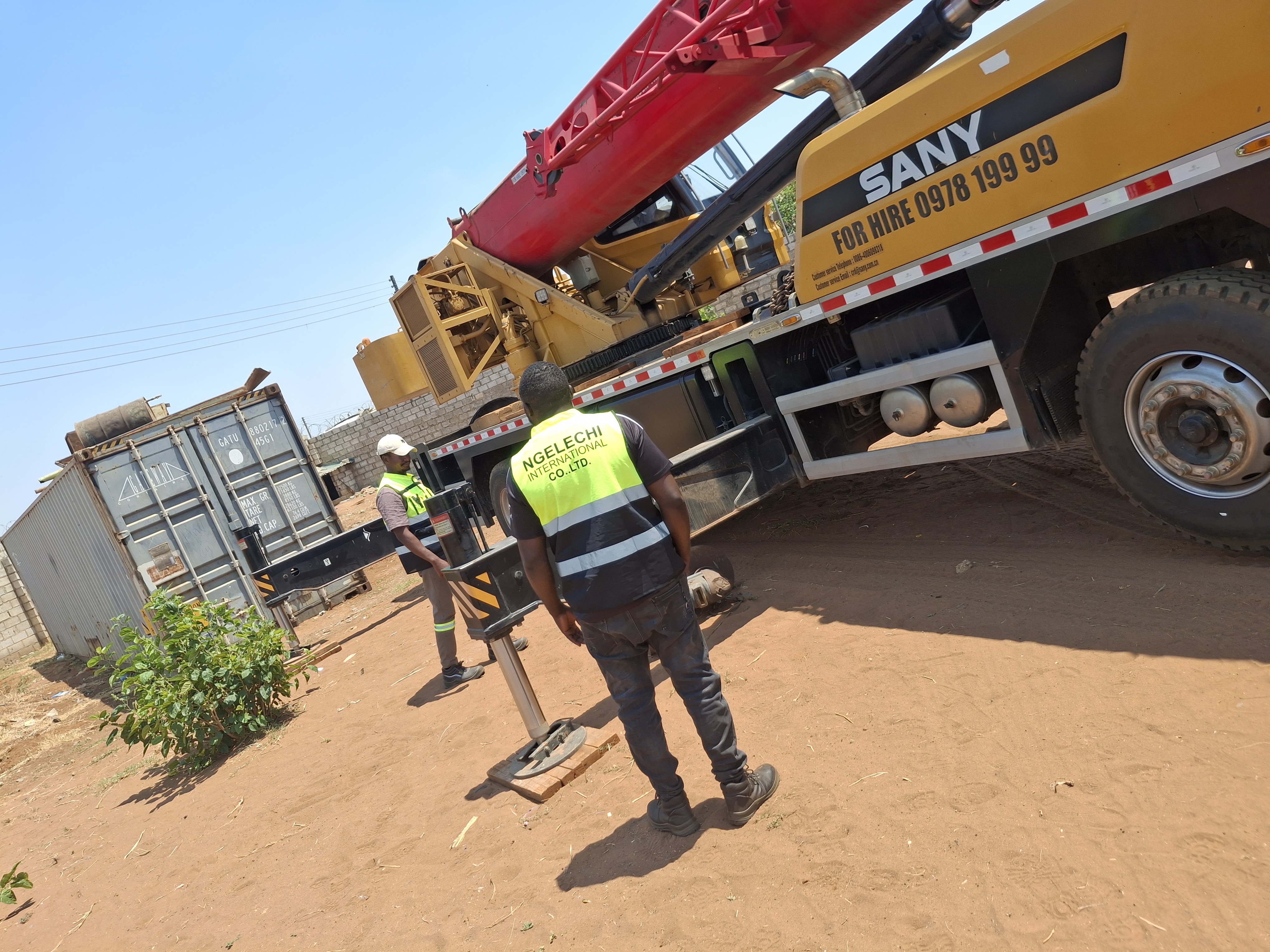 Crane Setup and Heavy Equipment Operations in Zambia